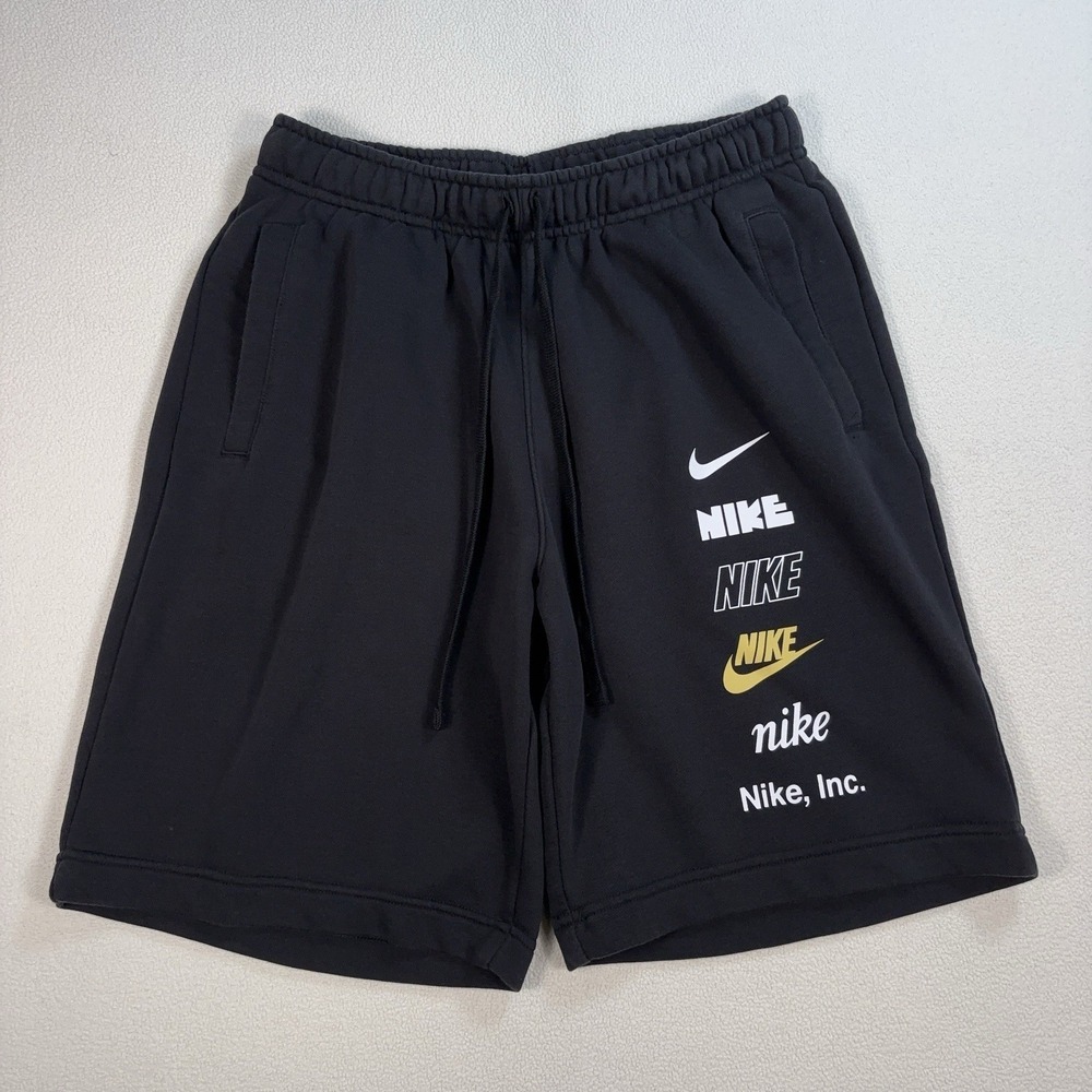 Nike Club Fleece Shorts Men's M Black French Terry Stretch Swoosh Futura Lounge